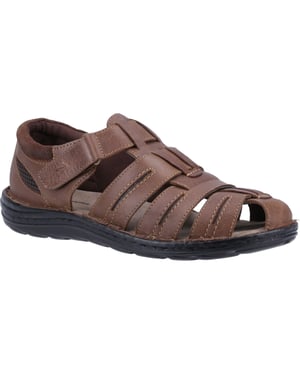 Hush Puppies Mannensandalen Wandelen Albert Vissersleer Klittenbandsluiting zwart