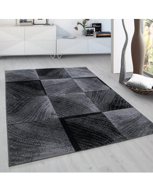 Muratap Plus vloerkleed laagpolig tapijt woonkamer grijs / zwart- 80x150 cm