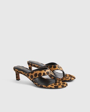 River Island Womens Mule Sandals Brown Leopard Print Toe Thong