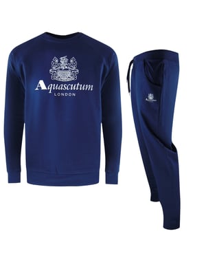 Aquascutum Old School Crewneck Marineblauwe Trainingsbroekset
