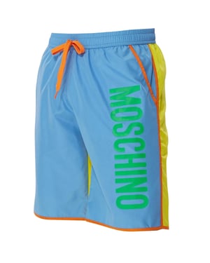 Moschino Colour Block Blue Swim Shorts