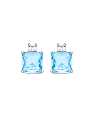 Luxenter Sterling zilveren 925 oorbellen met gerhodineerde aquamarijn zirkonia - Bashu