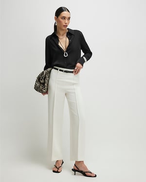 River Island Womens Straight Leg Trousers White Belted Pin Tuck