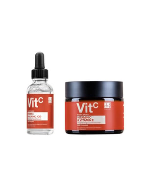 Dr. Botanicals Vitamin C & Hyaluronic Acid Facial Serum 30ml + Anti-Ageing Duo Moisturiser 60ml for Dryness, Fine Lines, Wrinkles, Acne, Blemishes