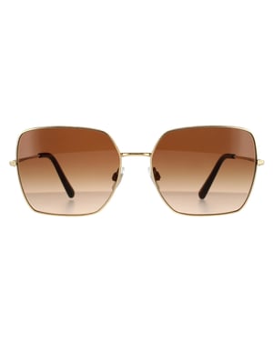 Dolce & Gabbana Square Womens Gold Dark Brown Gradient Sunglasses