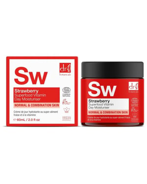 Dr. Botanicals Strawberry Superfood Anti-Ageing Vitamin C Day Moisturiser 60ml for Brightening, Dark Spots