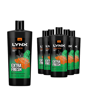 Lynx 3in1 Body, Face & Hair Wash Shower Gel Extra Fresh Jungle Fresh 700ml, 12pk