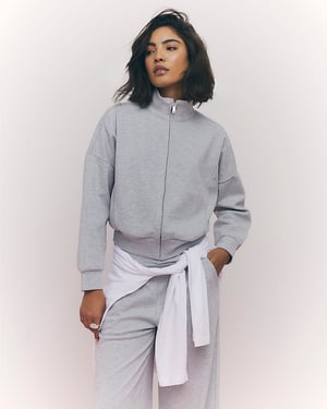 River Island Womens Sweatshirt Grey Long Sleeve Zip Up Bomber