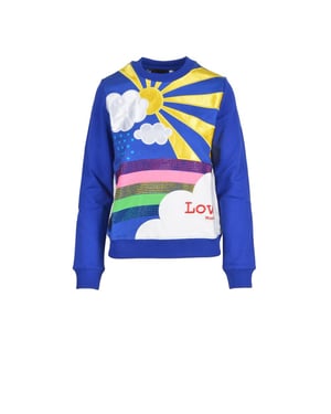 Regenboog Applicatie Sweatshirt met Ronde Hals