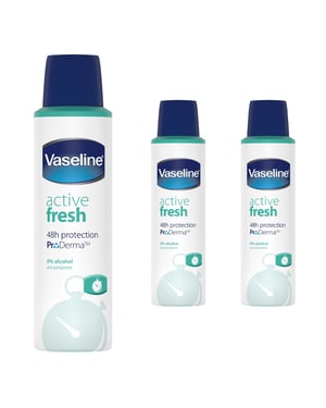 Vaseline ProDerma Antiperspirant Deodorant Active Fresh 150ml, 3 Pack