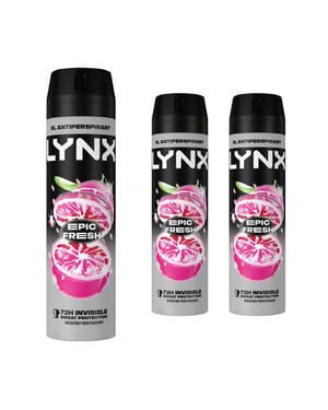 Lynx Anti-Perspirant Epic Fresh 72H Sweat & Odour Protection Deodorant, 3x200ml