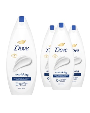 Dove Hydrate Body Wash 0% Sulfate SLES for Softer & Smoother Skin 225ml, 4 Pack