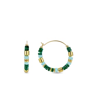Luxent Sterling Zilver 925 Oorbellen met Malachiet in 18K Geel Goud - Ihun