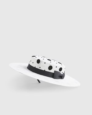 River Island Womens Boater Hat Beige Sasha Polka Dot Edwina Ibbotson