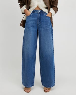 River Island Womens Wide Leg Jeans Blue Baggy Fit