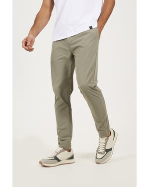 Pale Green Elasticated Waist Chino Style Trousers