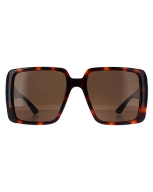 Gucci Vierkant Dames Donker Havana met Goud Donkerbruin GG1692S