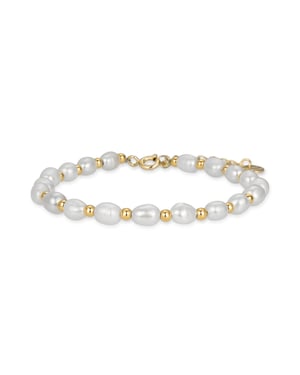 Luxenter Sterling zilveren 925 armband met witte parel afgewerkt in 18K geel goud - Zul