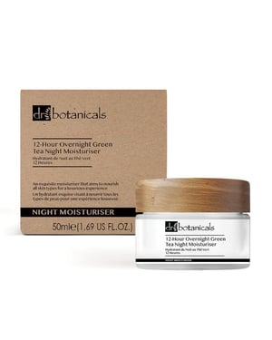 Dr. Botanicals 12-Hour Overnight Anti-Ageing Green Tea Night Moisturiser 50ml for Fine Lines, Wrinkles, Dryness