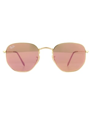 Ray-Ban Vierkant Unisex Goud Koperen Flash Spiegel RB3548N Zeshoekig