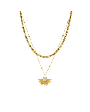 Luxenterhalsband med vit mussla 18K guldfinish - Sycu