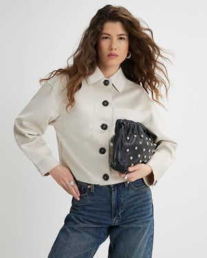 River Island Womens Overshirt Stone Faux Suede Long Sleeve