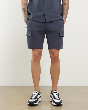 River Island Mens Shorts Grey Premium Regular Fit Nylon Zipped