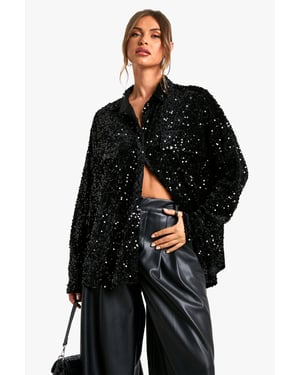 Velvet Sequin Oversized Shirt
