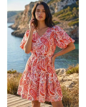 Dusk Paisley Print Hotfix Dress