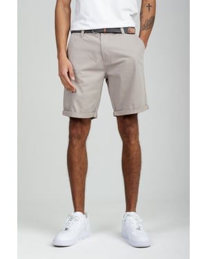 Stone Cotton Belted Chino Shorts