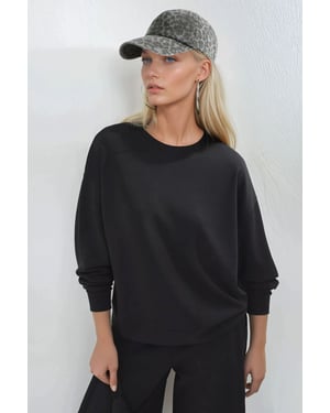 Avslappnad passform crewneck sweatshirt i modal