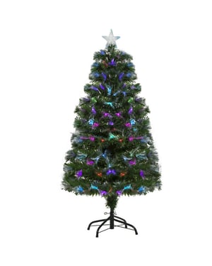 Homcom Kerstboom fiber optic led-verlichting met ster piek 120cm -