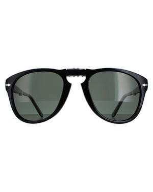 Persol Round Mens Black Green Polarized Sunglasses