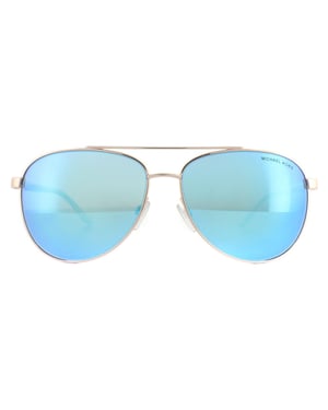 Michael Kors Aviator Womens Rose Gold White Blue Mirror Zonnebril