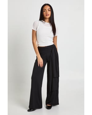 Double Layer Matte Slinky Tie Waist Trouser