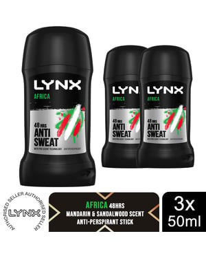 3x of Lynx Africa Anti-perspirant Deodorant Stick 50ml