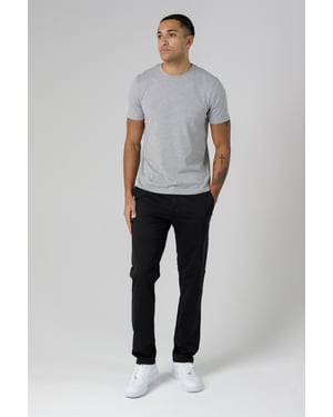 Black Organic Cotton Blend Slim Fit Classic Chinos