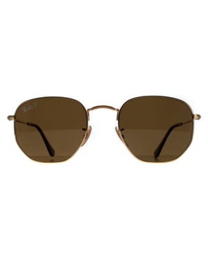 Ray-Ban Sunglasses Hexagonal 3548N 001/57 Gold Brown Polarized 51mm