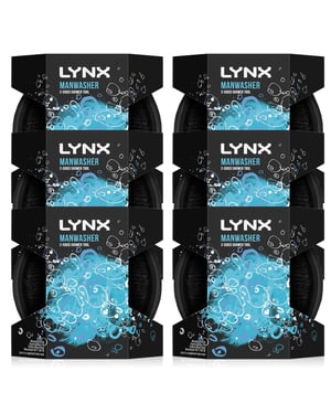 Lynx Manwasher 2-Sided Shower Tool For A Better Clean & Smell Ready, 6 Pack