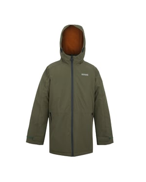 Regatta Childrens/Kids Farbank II Waterproof Jacket (Olive Night/Pumpkin Spice)