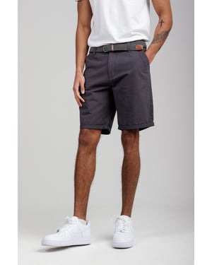 Charcoal Cotton Belted Chino Shorts