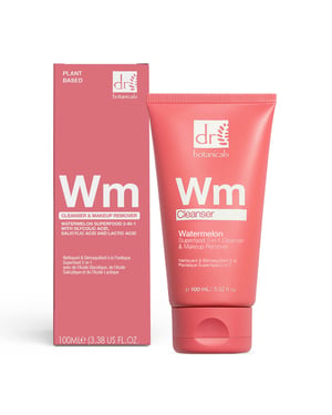 Dr. Botanicals Watermelon Superfood Anti-Ageing 2-in-1 Cleanser 100ml with Glycolic Acid, Salicylic Acid for Acne, Blemishes, Large Pores, Dullness