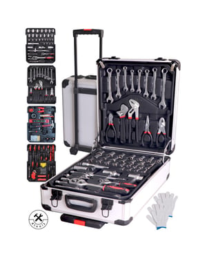 4toolz ® gereedschapskoffer xxl 1020-delig aluminium trolley met wielen