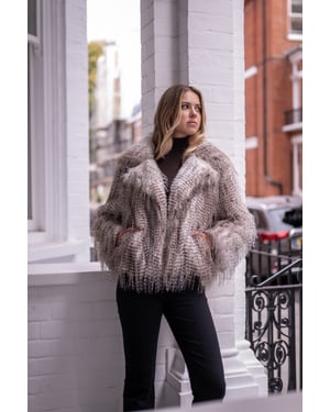 Brown Snow Leopard Faux Fur Short Jacket