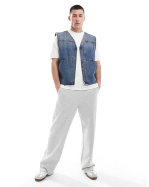 Weekday Astoria denim zip-through väst i stålblå tvätt