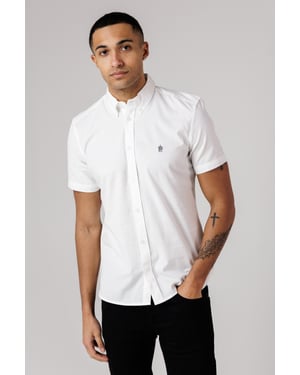 White Cotton Short Sleeve Oxford Shirt