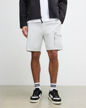 River Island Mens Shorts Grey Regular Fit Cargo Elasticated Drawstring