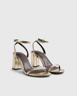 River Island Womens Heeled Sandals Gold Wide Fit Open Toe
