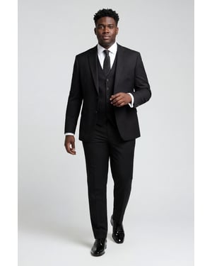 Carter & Jones Black Big & Tall Three Piece Tailored Fit Suit