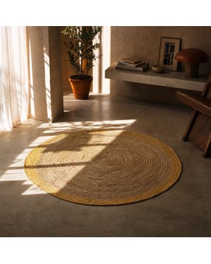 Muratap Jaipur jute rond vloerkleed geel- 160 cm rond